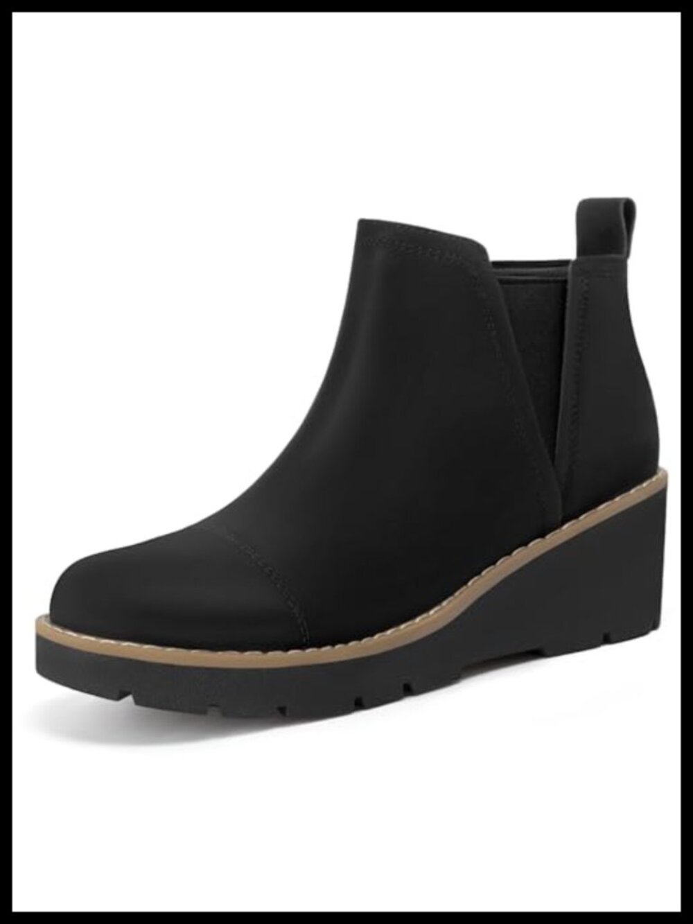 Women's Platform Wedge Ankle Boots Nubuck Leather Chelsea